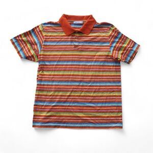 Enrico Coveri Tricot Vintage 90s Multicolor Stripped Short Sleeve Polo Women XL